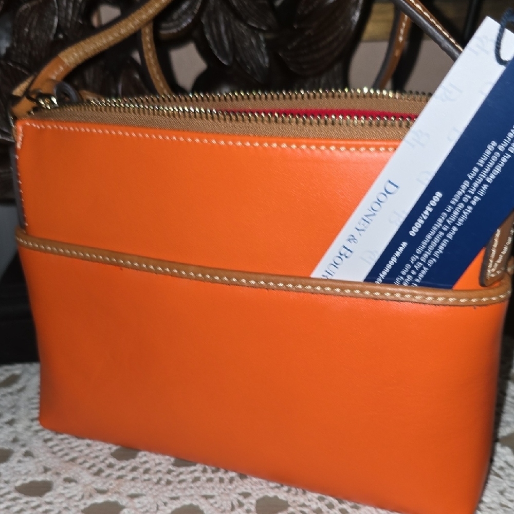 Dooney & Bourke Orange Leather Small Crossbody with Contrast Trim - Picture 9 of 11